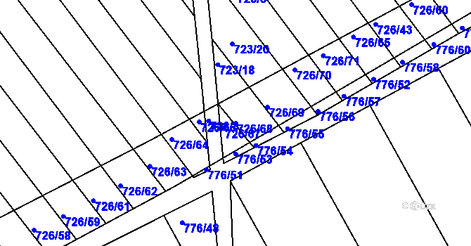 Parcela st. 726/68 v KÚ Josefov u Hodonína, Katastrální mapa