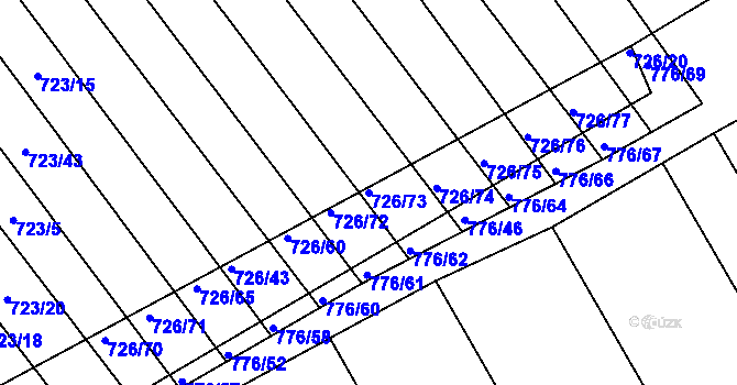 Parcela st. 726/73 v KÚ Josefov u Hodonína, Katastrální mapa