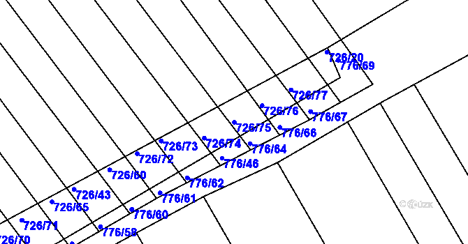 Parcela st. 726/75 v KÚ Josefov u Hodonína, Katastrální mapa