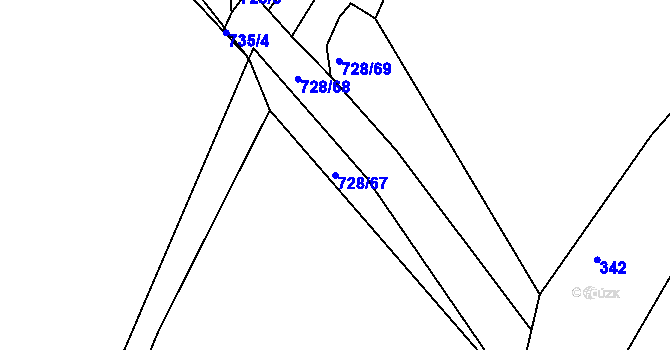 Parcela st. 728/67 v KÚ Josefov u Hodonína, Katastrální mapa
