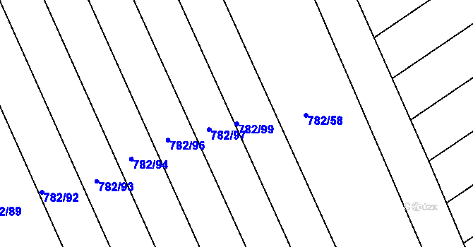 Parcela st. 782/99 v KÚ Josefov u Hodonína, Katastrální mapa