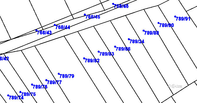 Parcela st. 789/83 v KÚ Josefov u Hodonína, Katastrální mapa