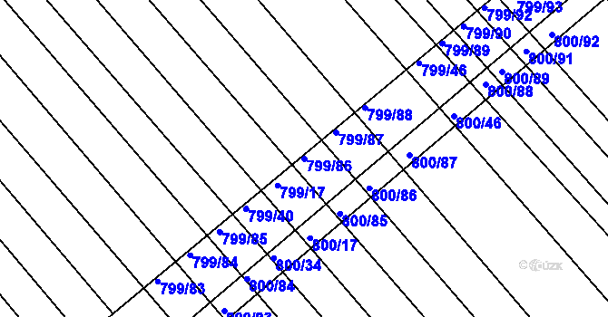 Parcela st. 799/86 v KÚ Josefov u Hodonína, Katastrální mapa