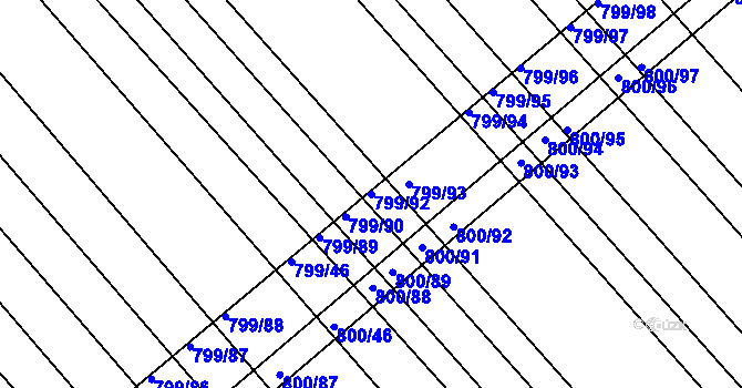 Parcela st. 799/92 v KÚ Josefov u Hodonína, Katastrální mapa