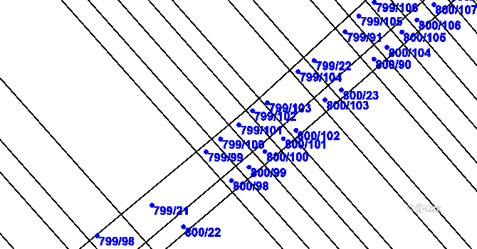 Parcela st. 799/101 v KÚ Josefov u Hodonína, Katastrální mapa