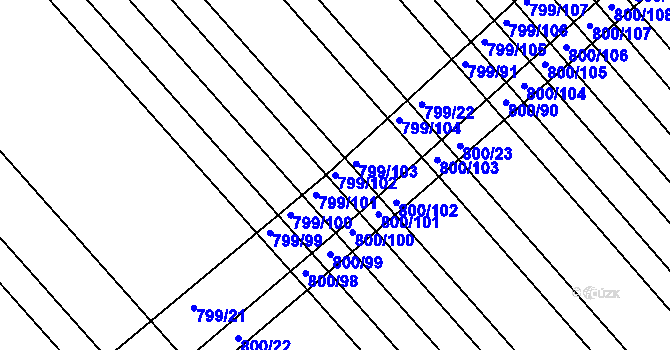 Parcela st. 799/102 v KÚ Josefov u Hodonína, Katastrální mapa