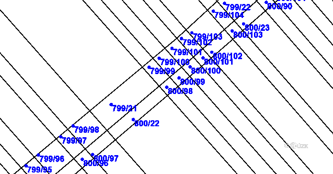 Parcela st. 800/98 v KÚ Josefov u Hodonína, Katastrální mapa