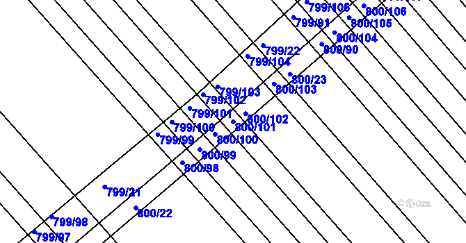 Parcela st. 800/101 v KÚ Josefov u Hodonína, Katastrální mapa