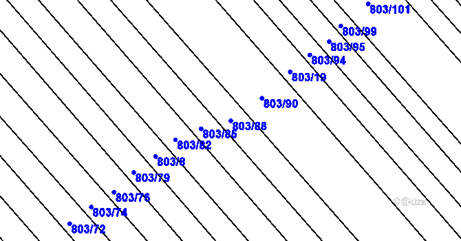 Parcela st. 803/88 v KÚ Josefov u Hodonína, Katastrální mapa