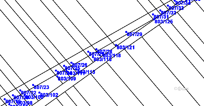 Parcela st. 803/118 v KÚ Josefov u Hodonína, Katastrální mapa