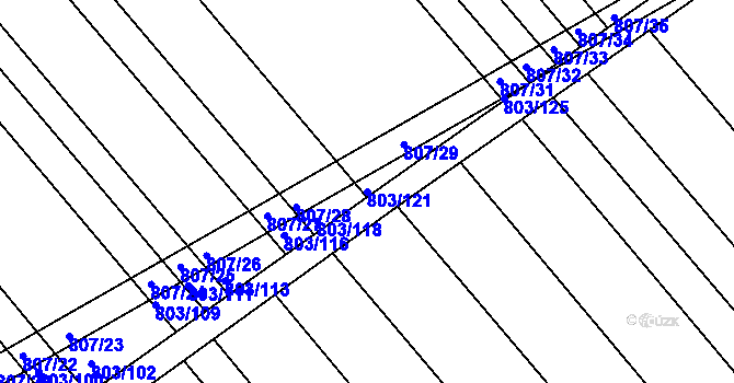 Parcela st. 803/121 v KÚ Josefov u Hodonína, Katastrální mapa