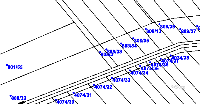Parcela st. 808/3 v KÚ Josefov u Hodonína, Katastrální mapa