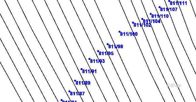 Parcela st. 811/95 v KÚ Josefov u Hodonína, Katastrální mapa