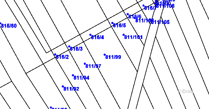 Parcela st. 811/99 v KÚ Josefov u Hodonína, Katastrální mapa