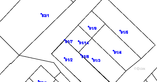 Parcela st. 91/14 v KÚ Josefov u Hodonína, Katastrální mapa