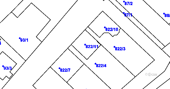 Parcela st. 822/11 v KÚ Josefov u Hodonína, Katastrální mapa