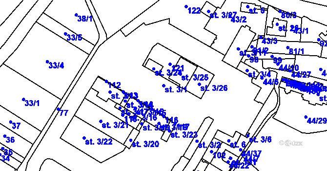 Parcela st. 3/1 v KÚ Josefův Důl u Mladé Boleslavi, Katastrální mapa