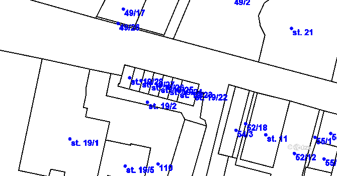Parcela st. 19/24 v KÚ Josefův Důl u Mladé Boleslavi, Katastrální mapa