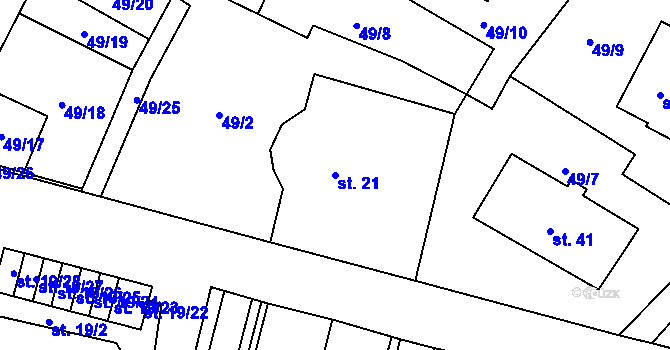 Parcela st. 21 v KÚ Josefův Důl u Mladé Boleslavi, Katastrální mapa