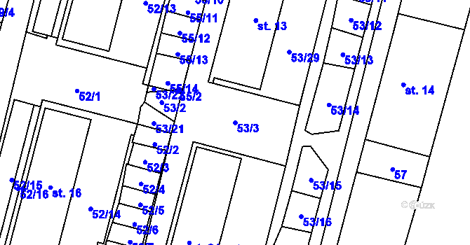Parcela st. 53/3 v KÚ Josefův Důl u Mladé Boleslavi, Katastrální mapa