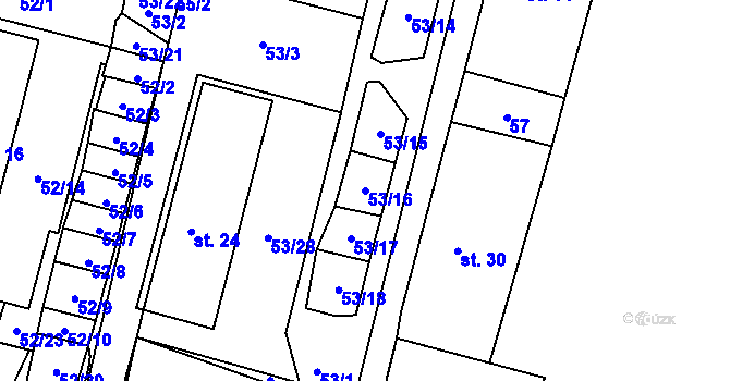 Parcela st. 53/16 v KÚ Josefův Důl u Mladé Boleslavi, Katastrální mapa