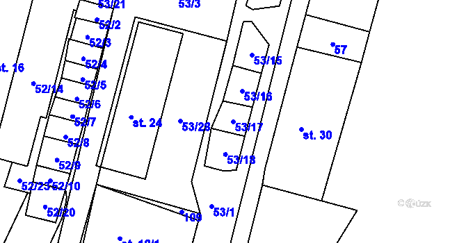 Parcela st. 53/17 v KÚ Josefův Důl u Mladé Boleslavi, Katastrální mapa
