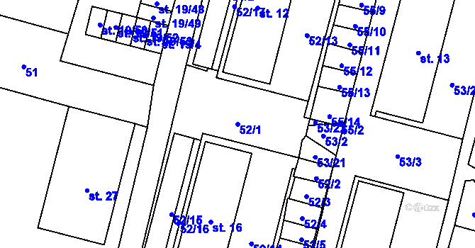 Parcela st. 52/1 v KÚ Josefův Důl u Mladé Boleslavi, Katastrální mapa