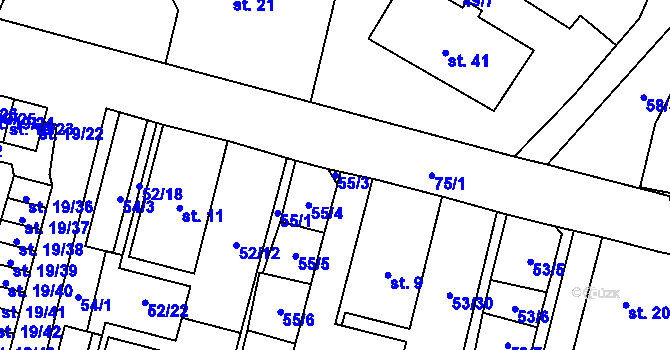 Parcela st. 55/3 v KÚ Josefův Důl u Mladé Boleslavi, Katastrální mapa