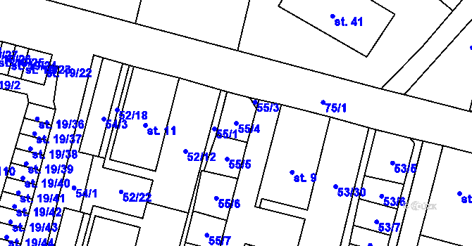 Parcela st. 55/4 v KÚ Josefův Důl u Mladé Boleslavi, Katastrální mapa