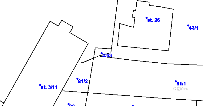 Parcela st. 43/3 v KÚ Josefův Důl u Mladé Boleslavi, Katastrální mapa