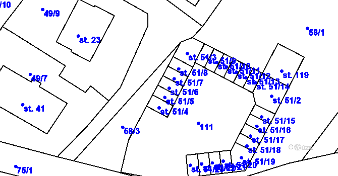Parcela st. 51/6 v KÚ Josefův Důl u Mladé Boleslavi, Katastrální mapa