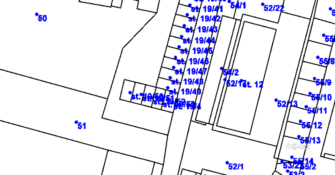Parcela st. 19/49 v KÚ Josefův Důl u Mladé Boleslavi, Katastrální mapa