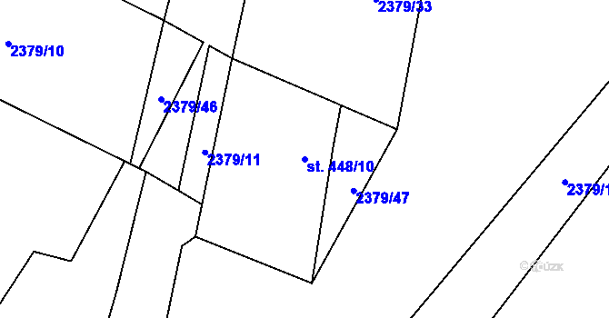Parcela st. 448/10 v KÚ Antonínov, Katastrální mapa