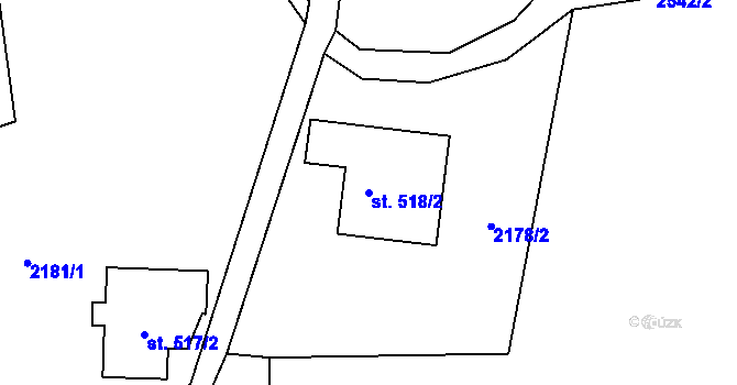 Parcela st. 518/2 v KÚ Antonínov, Katastrální mapa