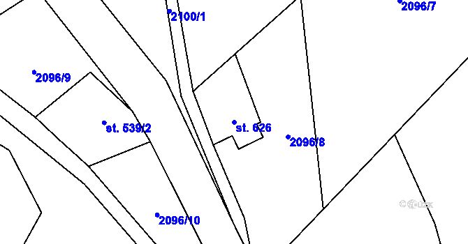 Parcela st. 626 v KÚ Antonínov, Katastrální mapa