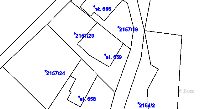 Parcela st. 659 v KÚ Antonínov, Katastrální mapa