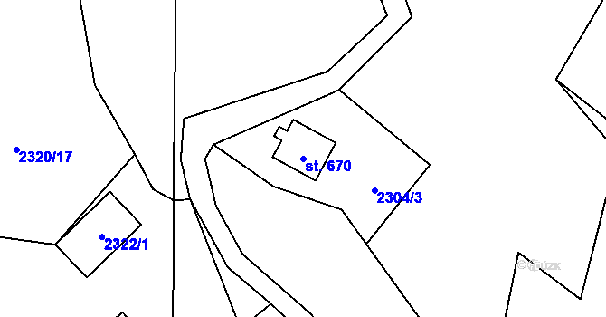 Parcela st. 670 v KÚ Antonínov, Katastrální mapa