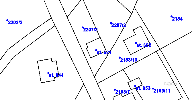 Parcela st. 681 v KÚ Antonínov, Katastrální mapa