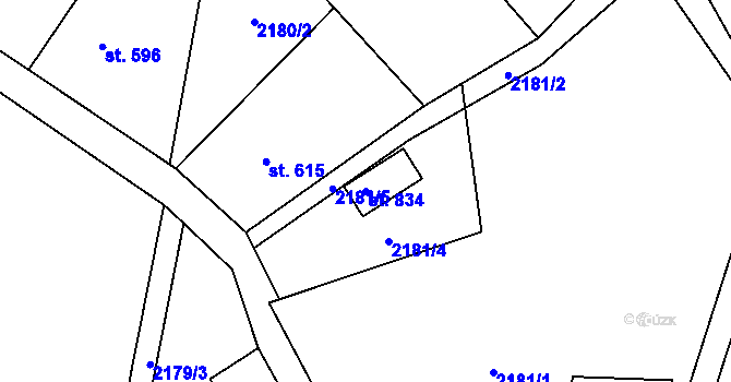 Parcela st. 834 v KÚ Antonínov, Katastrální mapa