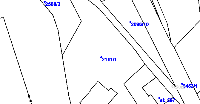 Parcela st. 2111 v KÚ Antonínov, Katastrální mapa