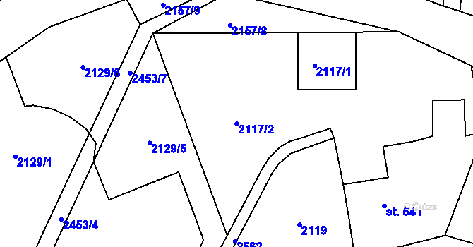Parcela st. 2117/2 v KÚ Antonínov, Katastrální mapa