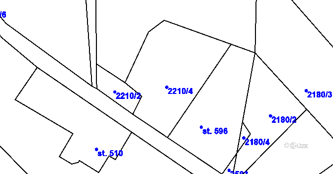 Parcela st. 2210/4 v KÚ Antonínov, Katastrální mapa