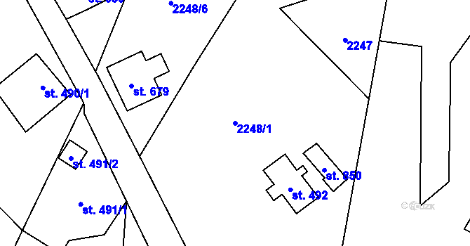 Parcela st. 2248/1 v KÚ Antonínov, Katastrální mapa