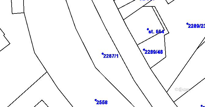 Parcela st. 2287/1 v KÚ Antonínov, Katastrální mapa