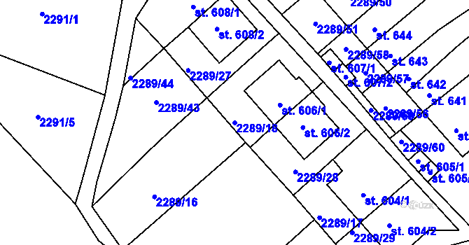 Parcela st. 2289/18 v KÚ Antonínov, Katastrální mapa