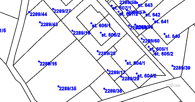 Parcela st. 2289/28 v KÚ Antonínov, Katastrální mapa
