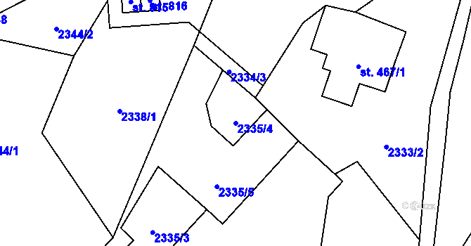 Parcela st. 2335/4 v KÚ Antonínov, Katastrální mapa