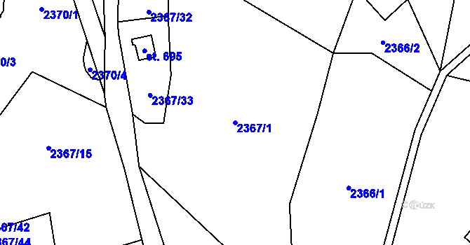 Parcela st. 2367/1 v KÚ Antonínov, Katastrální mapa