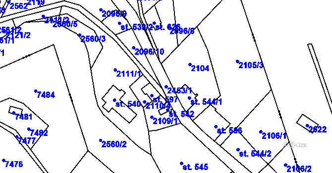 Parcela st. 2453/1 v KÚ Antonínov, Katastrální mapa