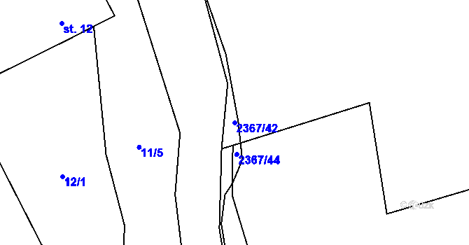 Parcela st. 2367/42 v KÚ Antonínov, Katastrální mapa